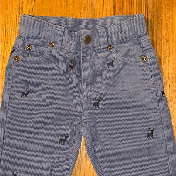 2 Janie & Jack Corduroy pants 18-24 + 2T Reindeer Blue & Solid Gray - Picture 3 of 11